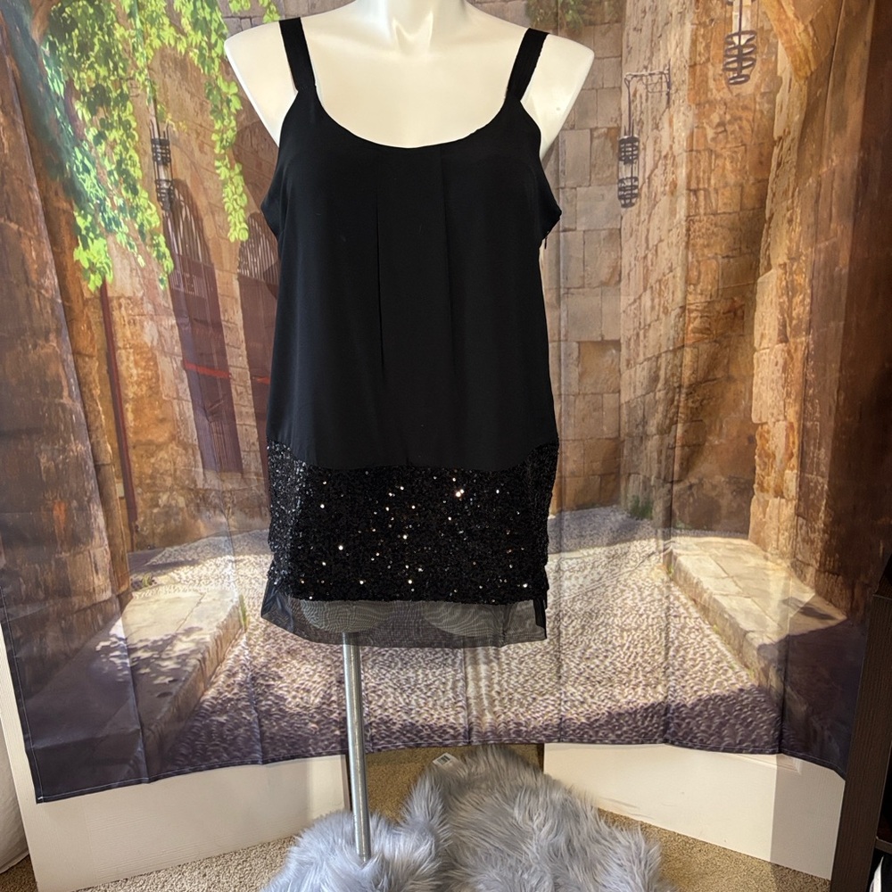 Simply Vera Vera Wang Classic Black Sequin Trimmed Tunic